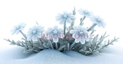 雪地,花朵,3D,白色, PNG