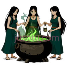 女巫,卡通,绿色, PNG