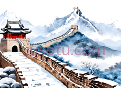 长城,雪山PNG