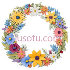 花环,卡通,黄色,蓝色,白色,粉色PNG