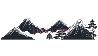山脉,线条勾勒,白色, PNG