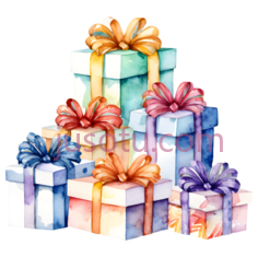 礼物盒,卡通,蓝色,黄色,粉色PNG