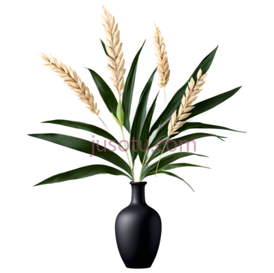 花瓶,燕麦叶, PNG