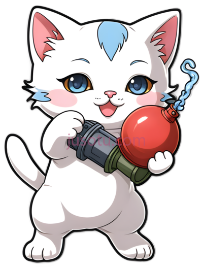 可爱猫咪,玩手榴弹, PNG