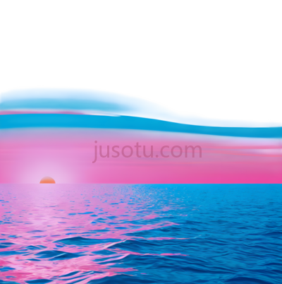 日落海景,抽象,蓝色, 粉色, 黑色, PNG