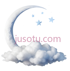 月亮,星星,云,卡通,白色PNG