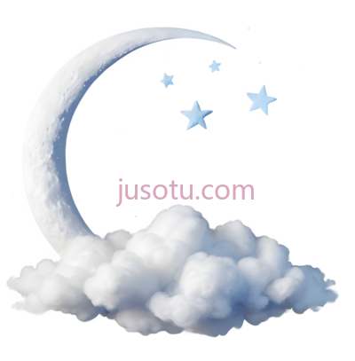 月亮,星星,云,卡通,白色, PNG