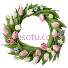 春花,花环,郁金香,装饰,春季PNG