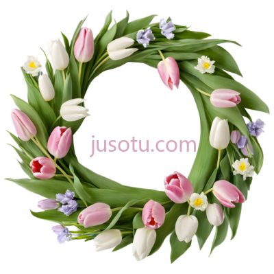 春花,花环,郁金香,装饰,春季, PNG