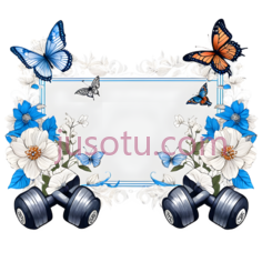 花朵,蝴蝶,装饰性,白色,蓝色,橙色PNG