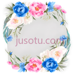 花环,水彩画,蓝色,粉色,白色PNG