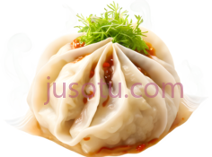 蒸饺,中式点心,白色带红色酱料PNG
