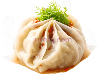 蒸饺,中式点心,白色带红色酱料, PNG