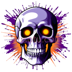 骷髅,卡通,白色,黄色,紫色,黑色PNG