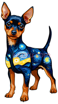 狗,梵高《星空》,蓝色, 黄色, PNG