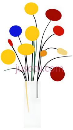 花瓶,现代抽象,黄色,红色,蓝色PNG