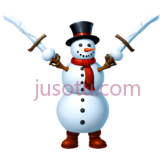 雪人,卡通,白色身体,黑色帽子,红色围巾,鞋子PNG