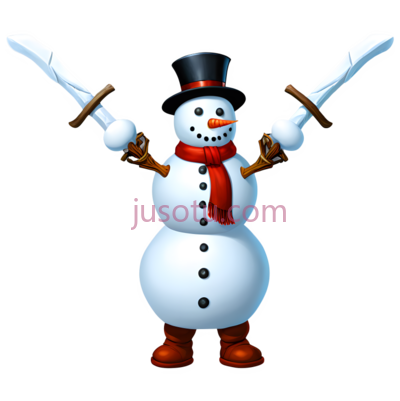 雪人,卡通,白色身体,黑色帽子,红色围巾,鞋子, PNG