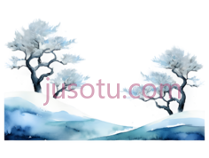 雪景,插画,白色, 蓝色, 黑色PNG