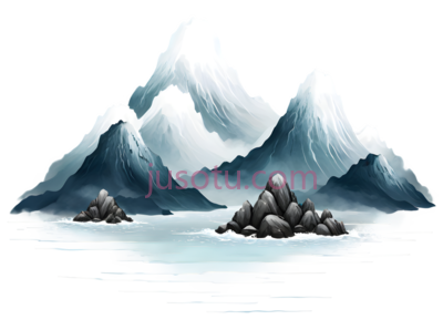 山峰,水墨画,蓝色,白色, PNG