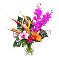 花束,热带花卉,紫色,黄色,白色PNG