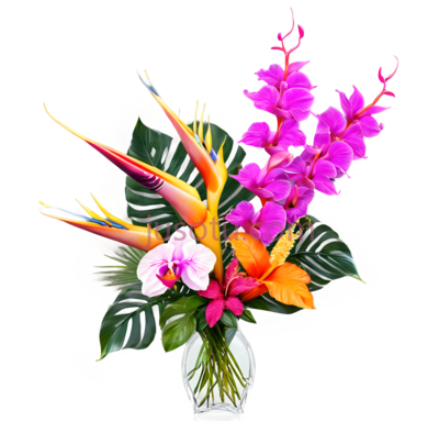 花束,热带花卉,紫色,黄色,白色, PNG