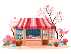 花店,卡通,粉红色,白色PNG