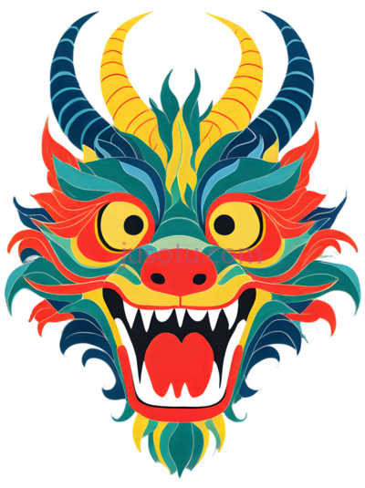 龙,中国,黄色,蓝色,绿色,红色, PNG
