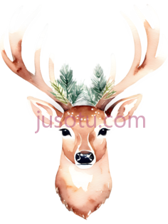 鹿,水彩画,棕色,绿色PNG