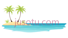 岛屿,卡通,黄色, 绿色, 蓝色PNG