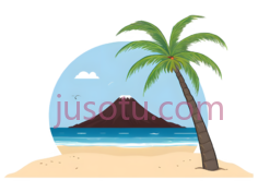 海滩,海洋,火山,棕榈树PNG