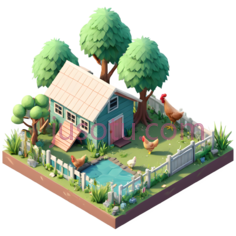 小房子,卡通,蓝色PNG