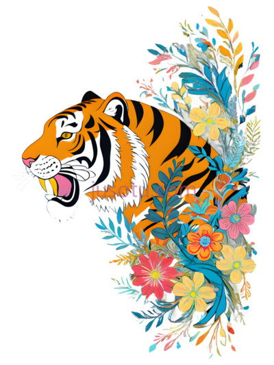 老虎,插画,橙色,黑色,白色, PNG