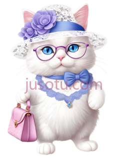 猫,时尚,白色PNG