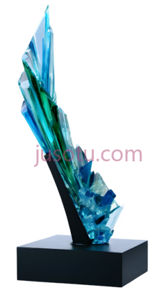 水晶雕塑,现代抽象,蓝色,绿色PNG