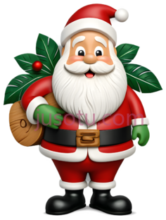 圣诞老人,卡通,红色, 白色, 绿色PNG