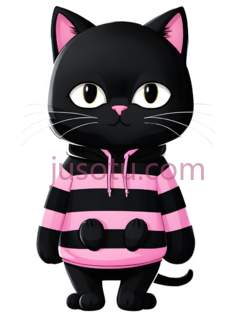 猫,卡通,黑色,粉色PNG