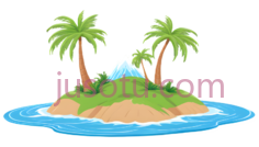 岛屿,卡通,蓝色,绿色,棕色PNG