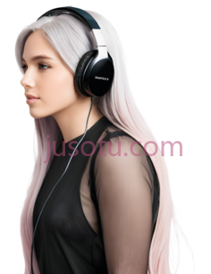 长发美女,大耳机PNG