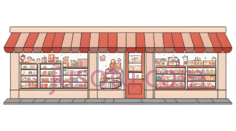 商店,卡通,红色,白色PNG