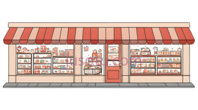商店,卡通,红色,白色, PNG
