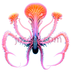 章鱼,粉色PNG