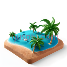 岛屿,卡通,蓝色,绿色,棕色PNG