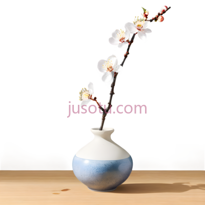 花瓶,枯枝,白梅, PNG