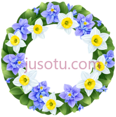 花环,插画,蓝色,黄色,白色PNG