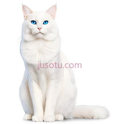 猫,坐姿,白色, PNG