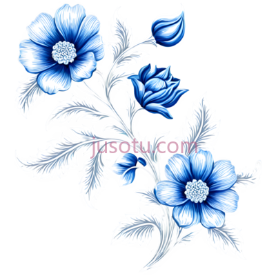 花卉图案,装饰性,蓝色,白色, PNG