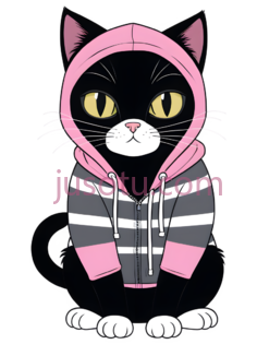 猫,卡通,黑色,粉色,白色PNG