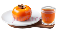 柿子,木桌,茶杯PNG