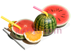 西瓜,橙子,水果切片,红色,绿色,橙色PNG